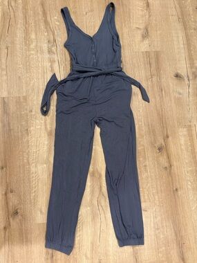 Abercrombie & Fitch Navy Blue Sleeveless Jumpsuit with Waist Tie